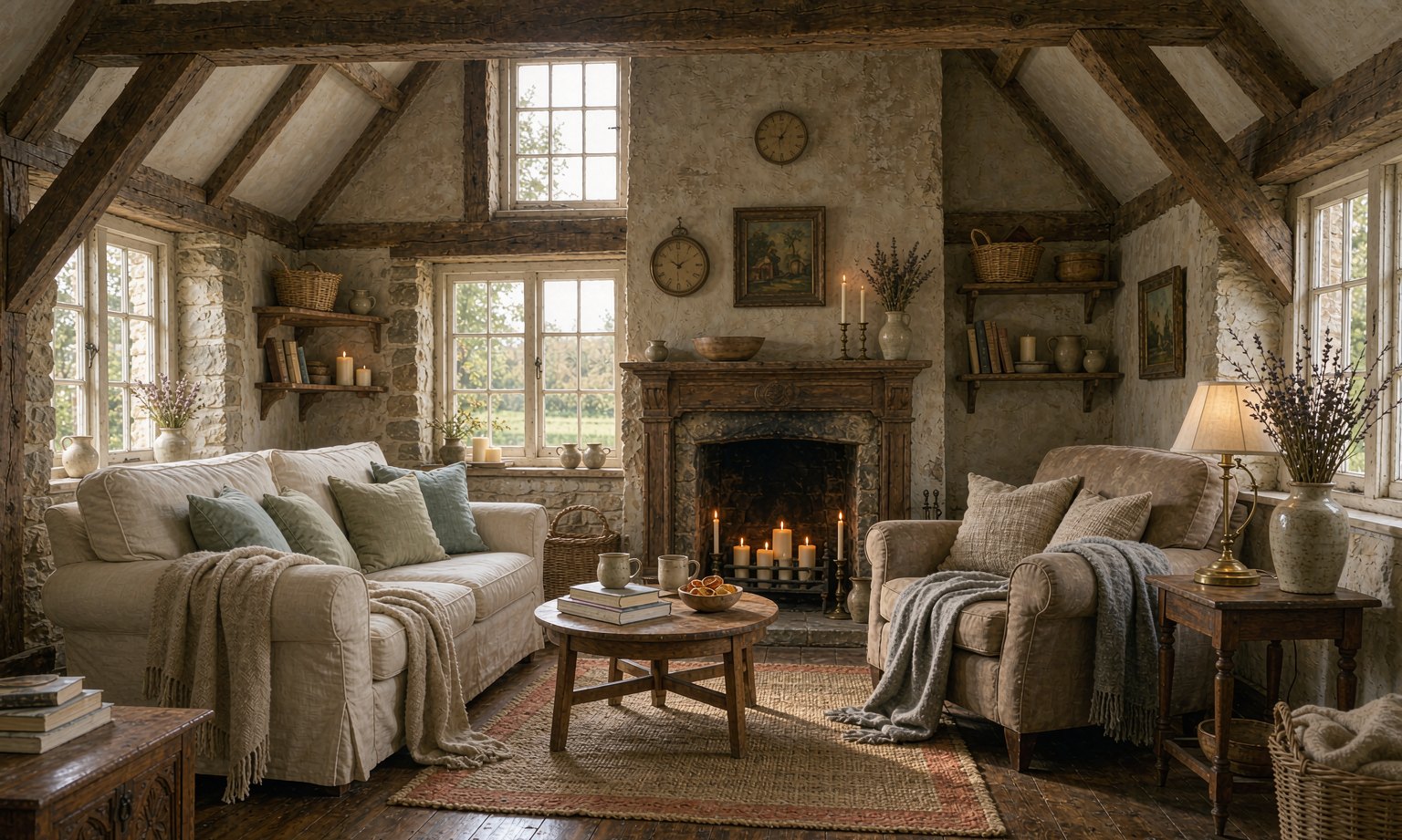 Furnished holiday house interior ready for guests