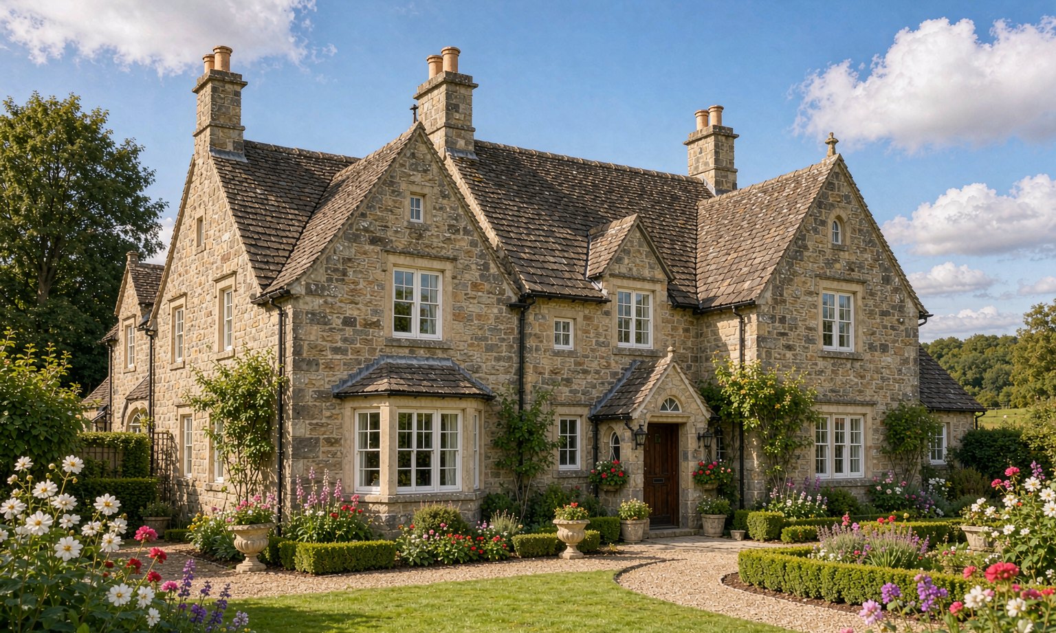 Holiday house exterior with garden and comfortable family space