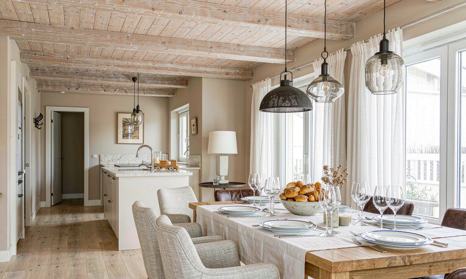 Spacious holiday house dining space for a family visit